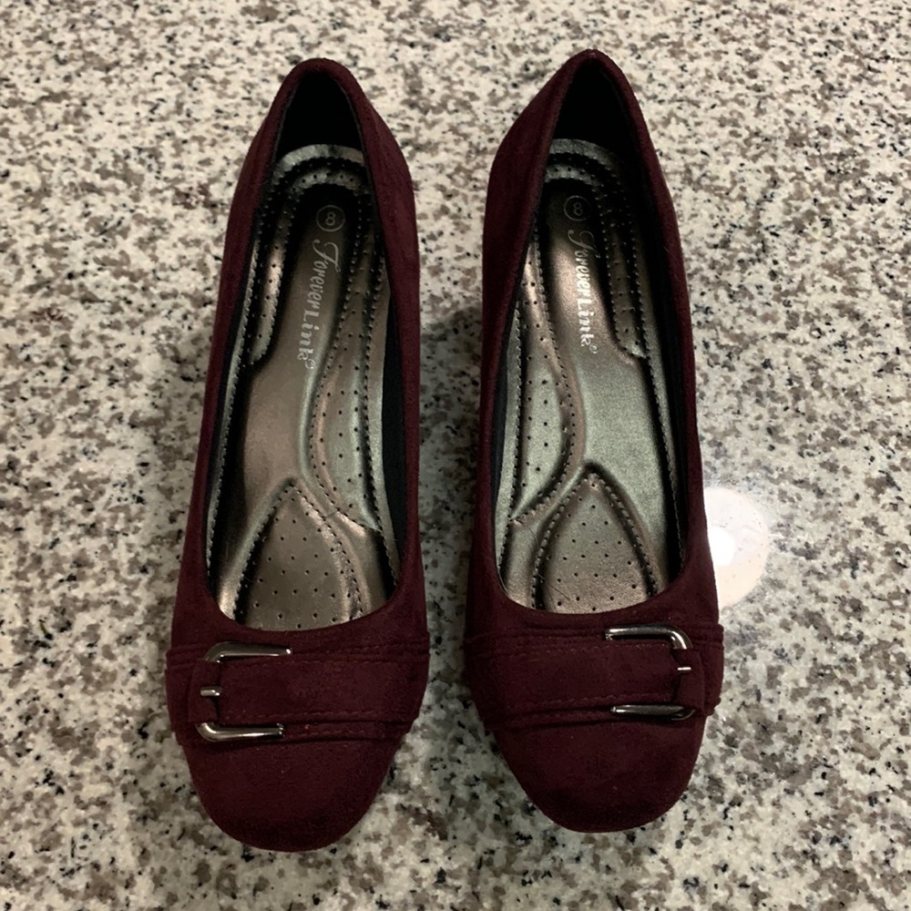 Wine colored suede heels